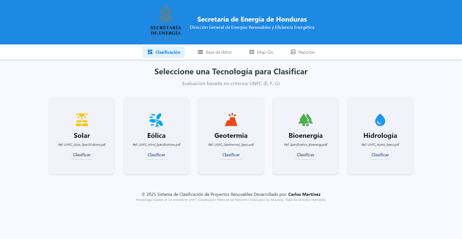 Sistema de Clasificación de Energías Renovables - UNFC (Secretaría de Energía)